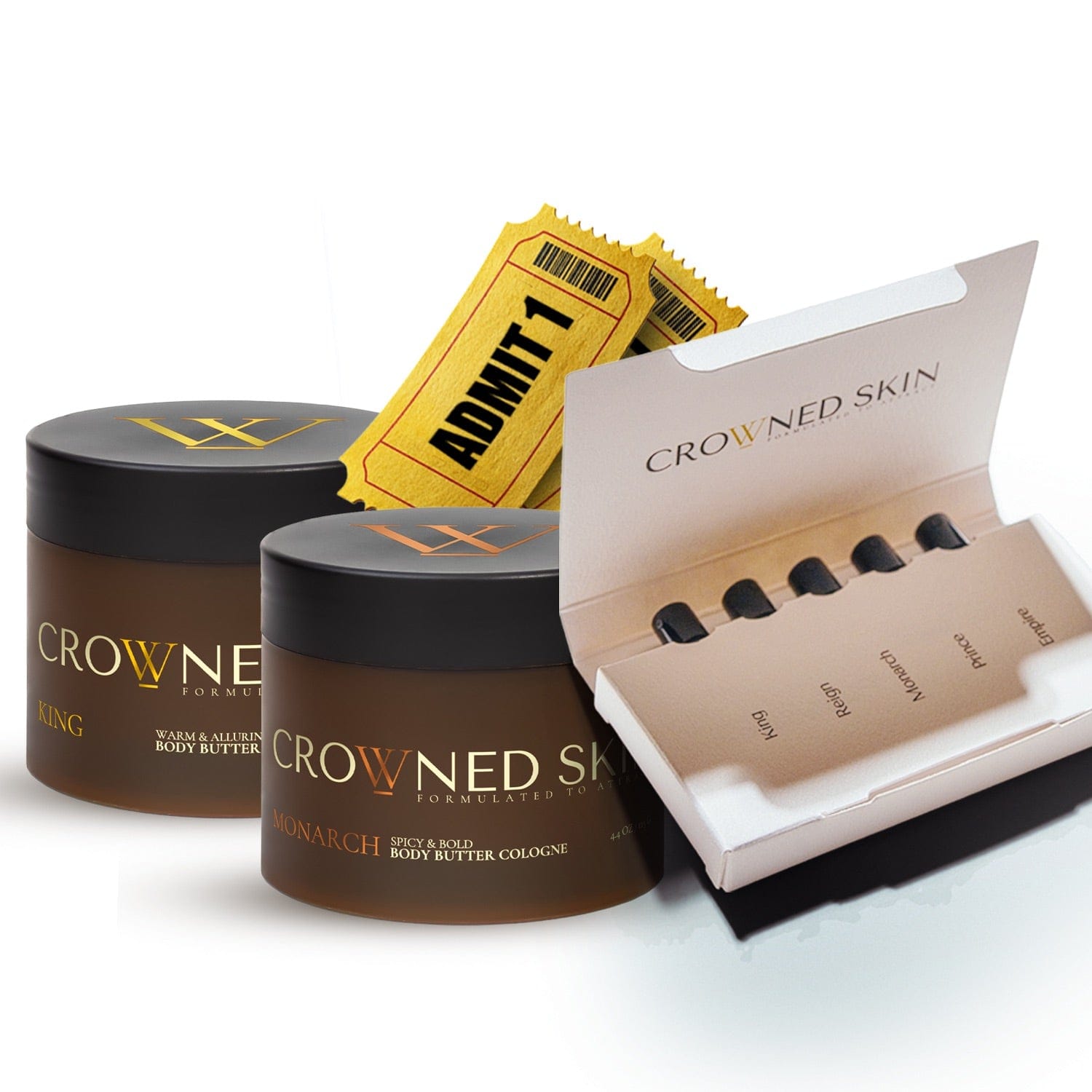 Crowned Skin & Chill - King & Monarch Body Butters, Cologne Discovery Set + 2 Movie Tickets